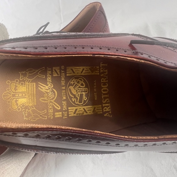 Vintage JOHNSTON MURPHY ARISTOCRAT Oxford Burgundy Leather Made in USA 91/2US - Picture 10 of 11